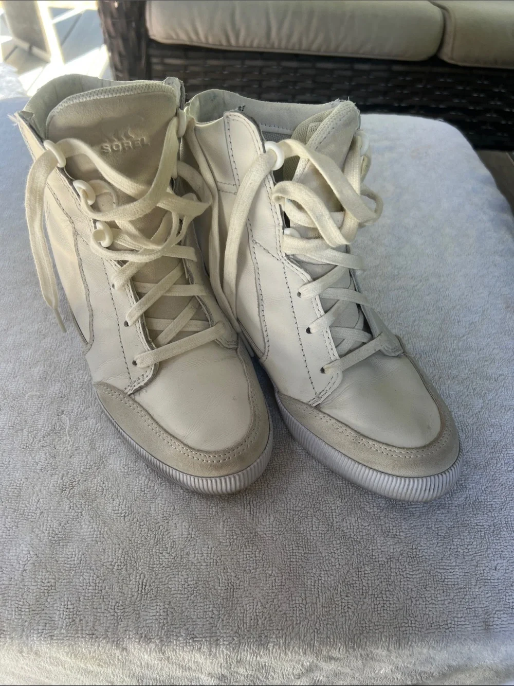 Sorel Women's Cream Lace-Up Wedge Sneakers